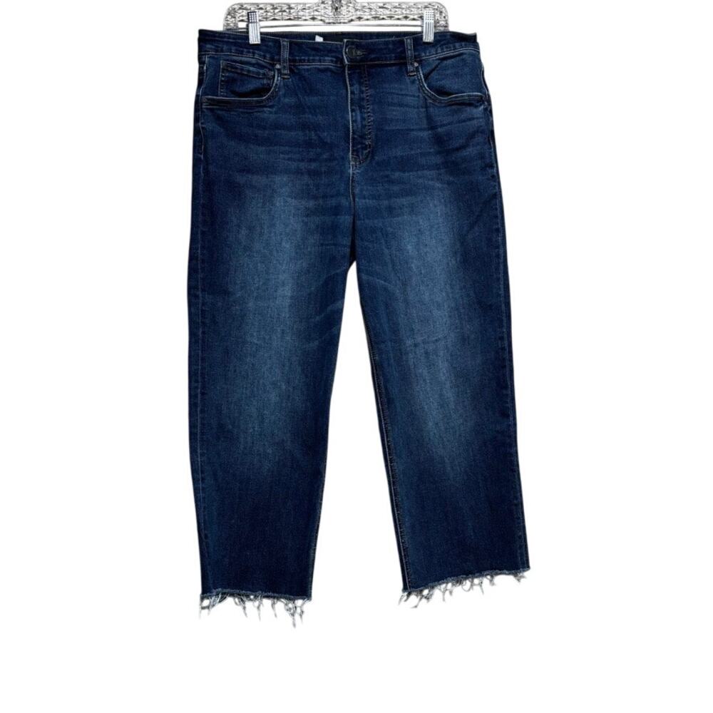 KUT from the Kloth Elizabeth Fab Ab High Rise Straight Leg Jeans Size 10 Raw Hem